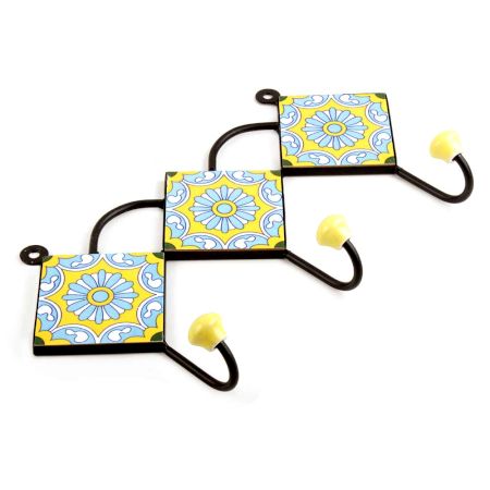 Yellow Turquoise Wheel Tiles Hook